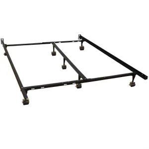 Full size Sturdy Metal Bed Frame with 7-Legs Locking Casters and Headboard Brackets