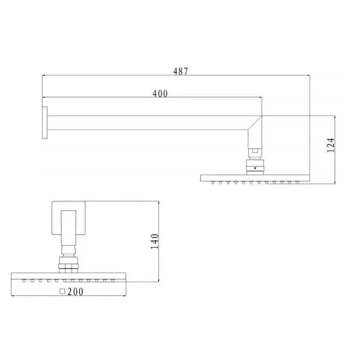 Gareth Ashton Brass Horizontal Shower 200mm Chrome