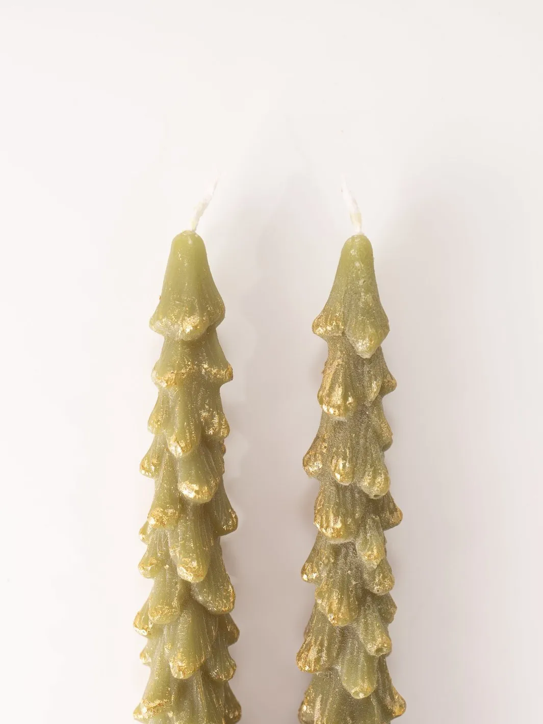 Gold Dipped Evergreen Tree Taper Candles - Tall