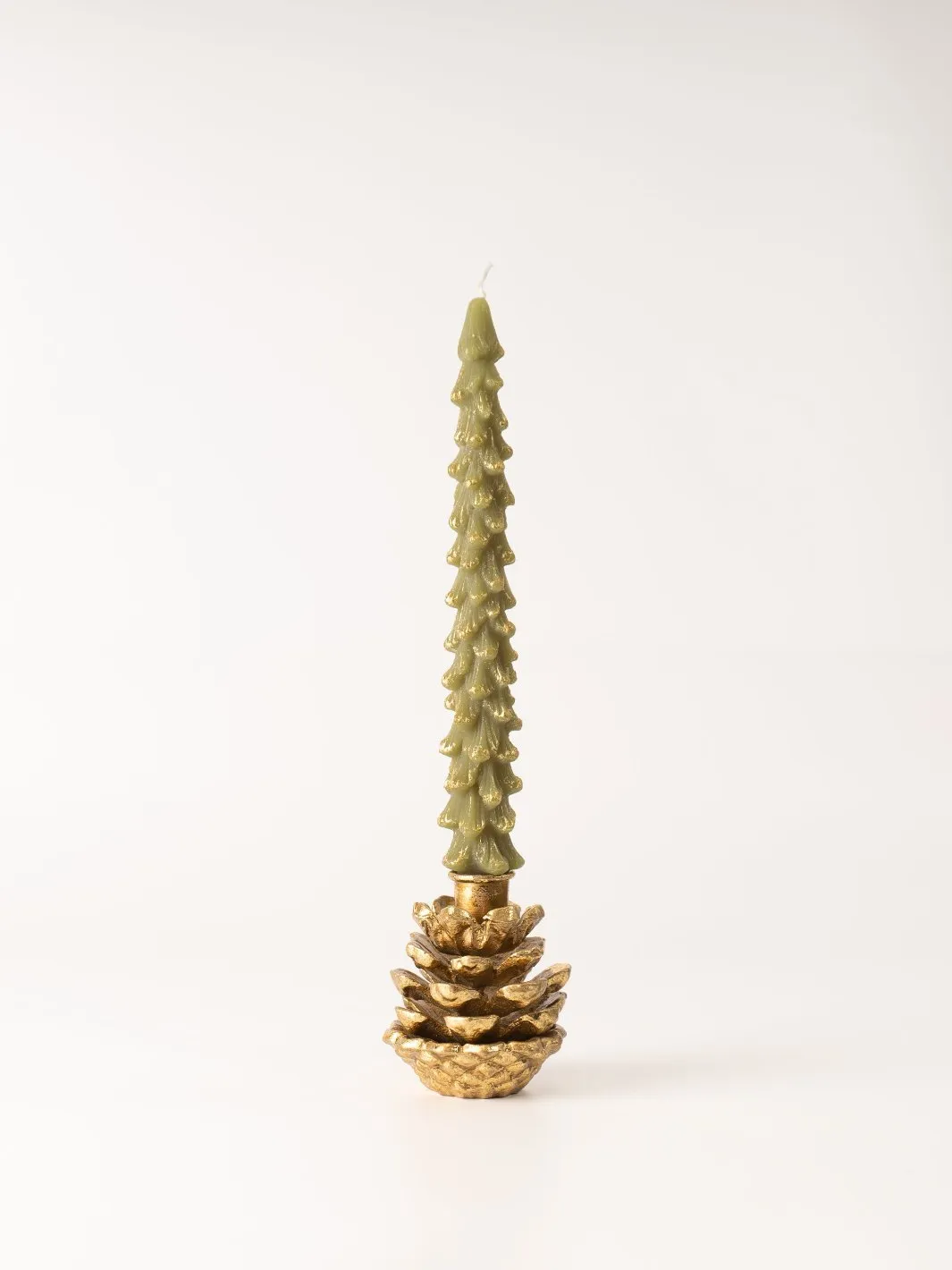 Gold Dipped Evergreen Tree Taper Candles - Tall