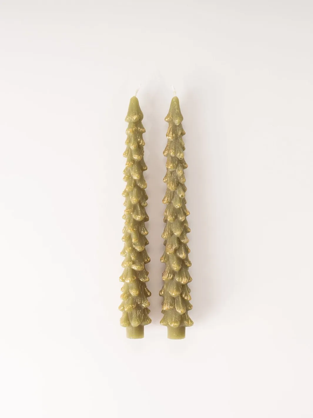 Gold Dipped Evergreen Tree Taper Candles - Tall