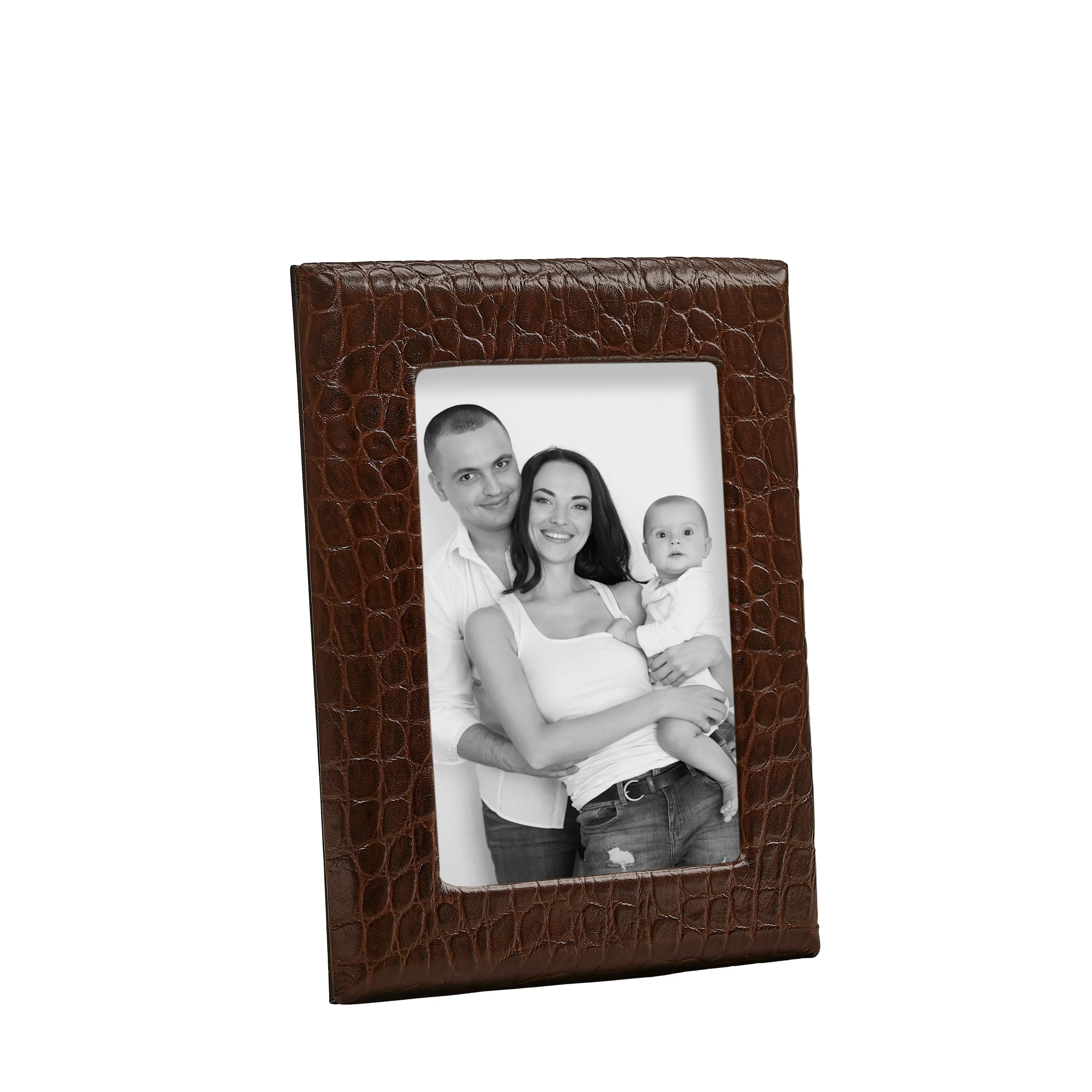 Graphic Image 5" x 7" Profile Studio Frame in Brown Embossed Croc Leather