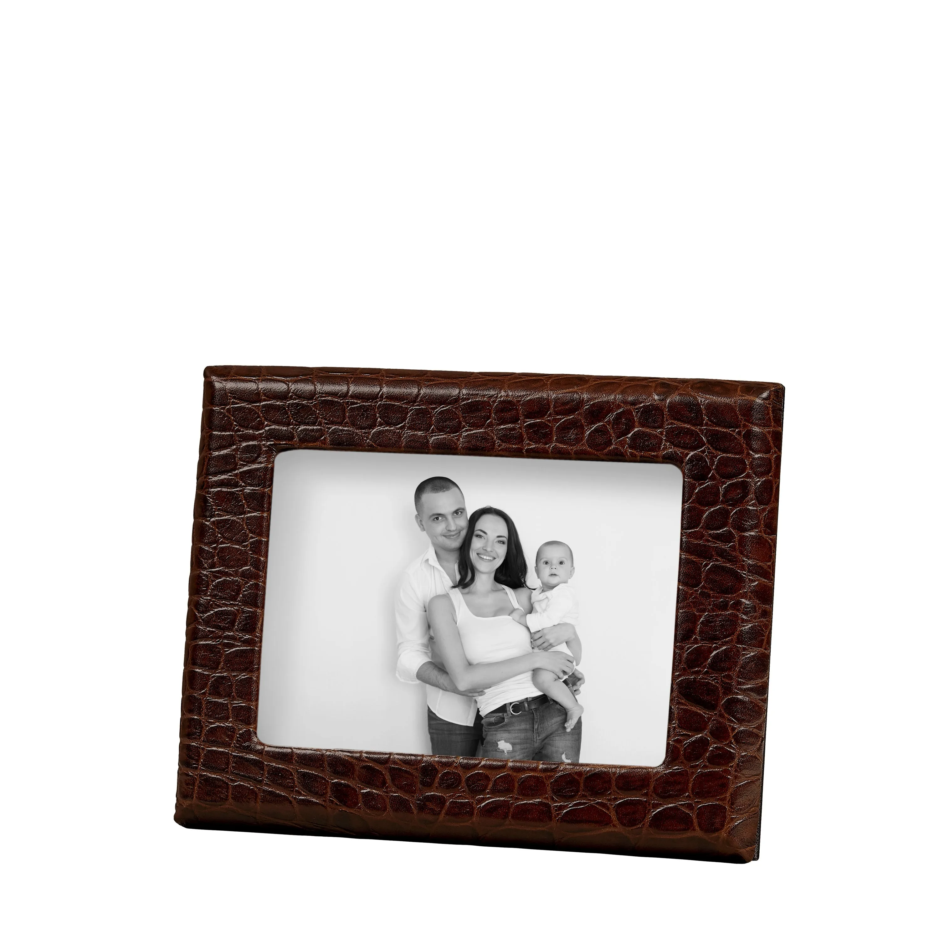 Graphic Image 5" x 7" Profile Studio Frame in Brown Embossed Croc Leather