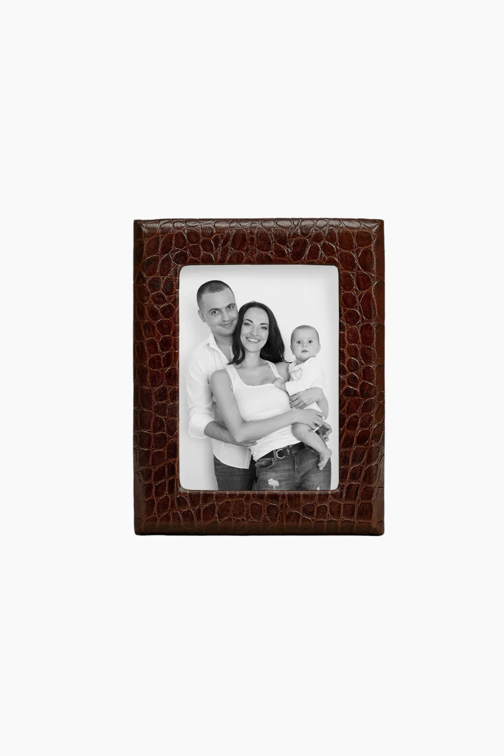 Graphic Image 5" x 7" Profile Studio Frame in Brown Embossed Croc Leather