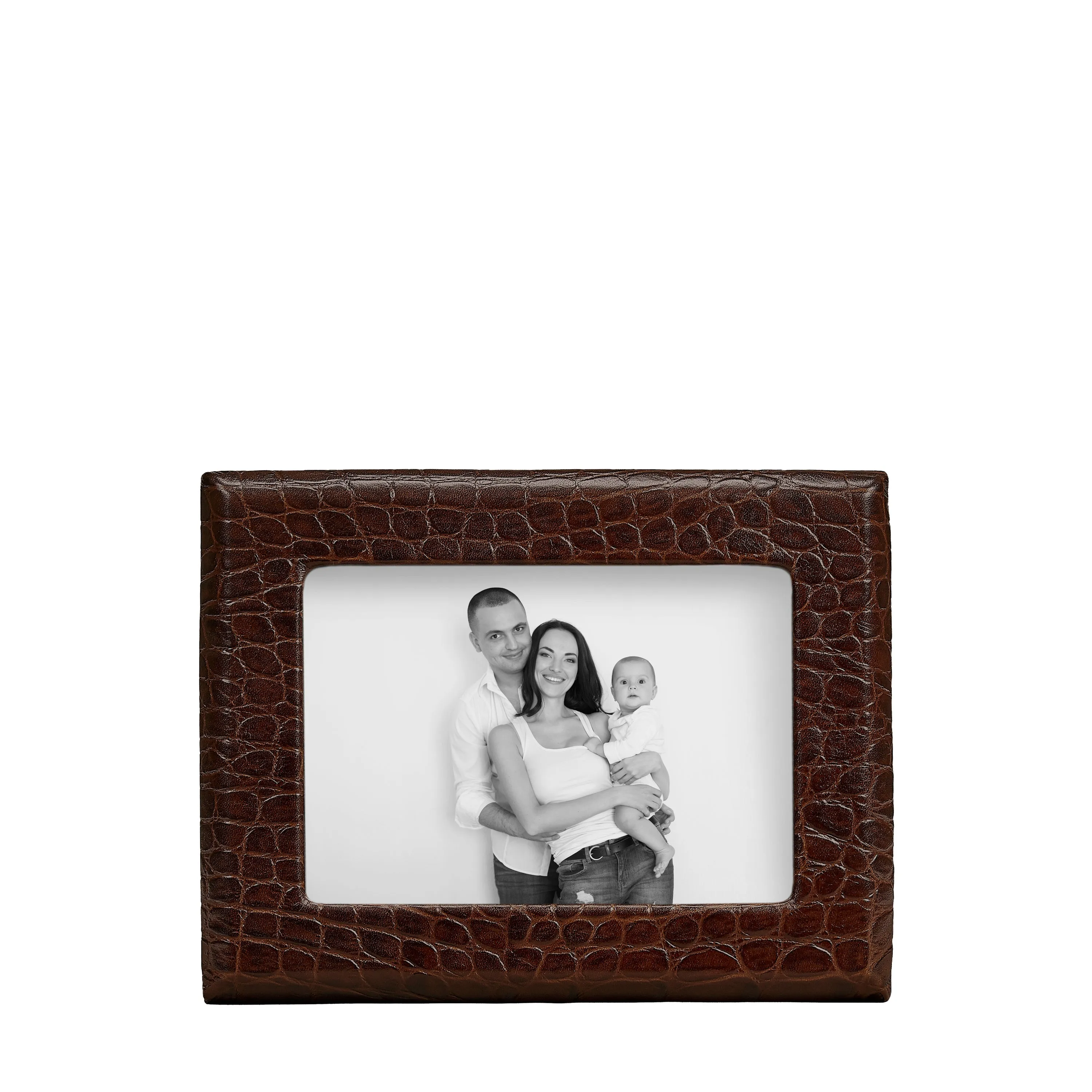 Graphic Image 5" x 7" Profile Studio Frame in Brown Embossed Croc Leather