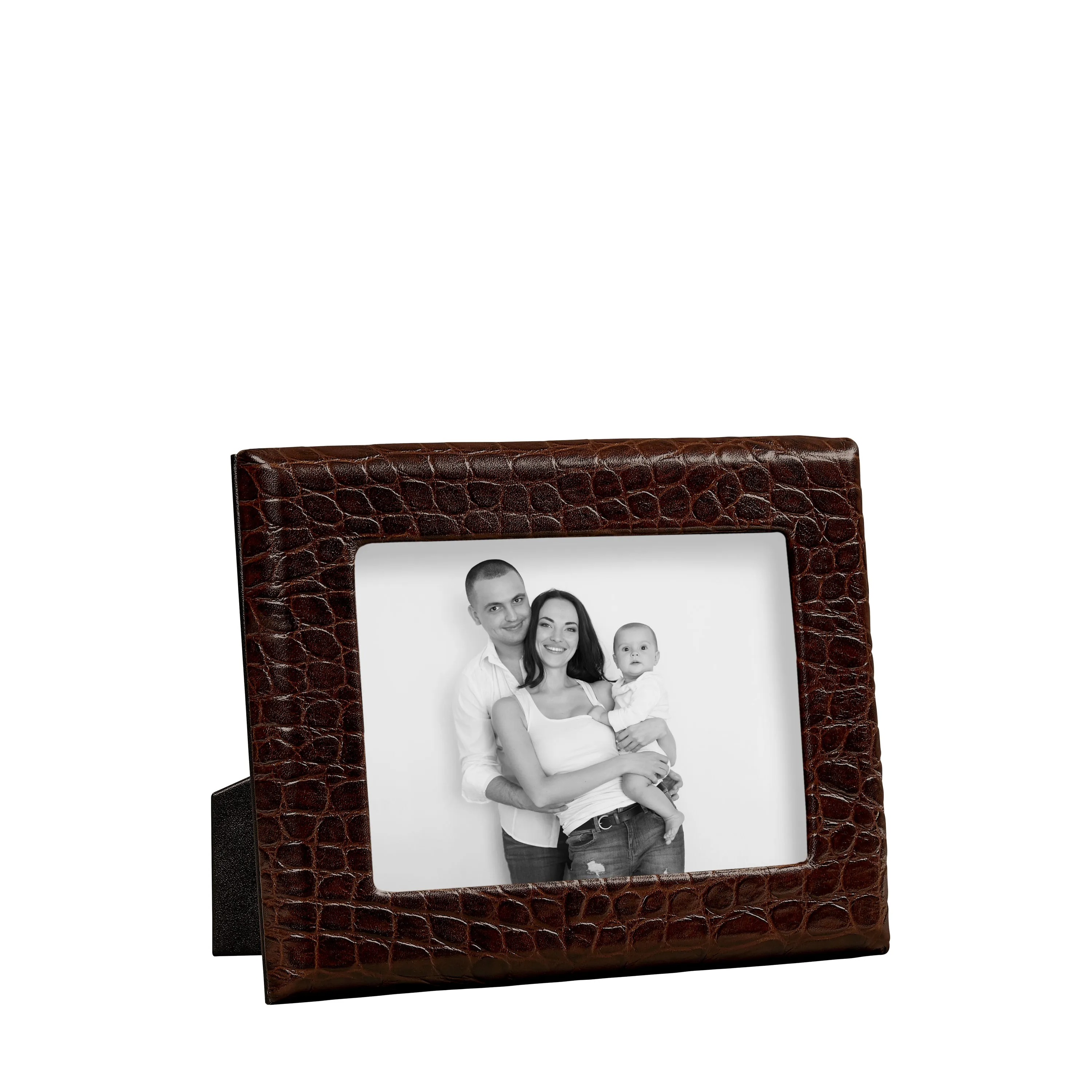 Graphic Image 5" x 7" Profile Studio Frame in Brown Embossed Croc Leather