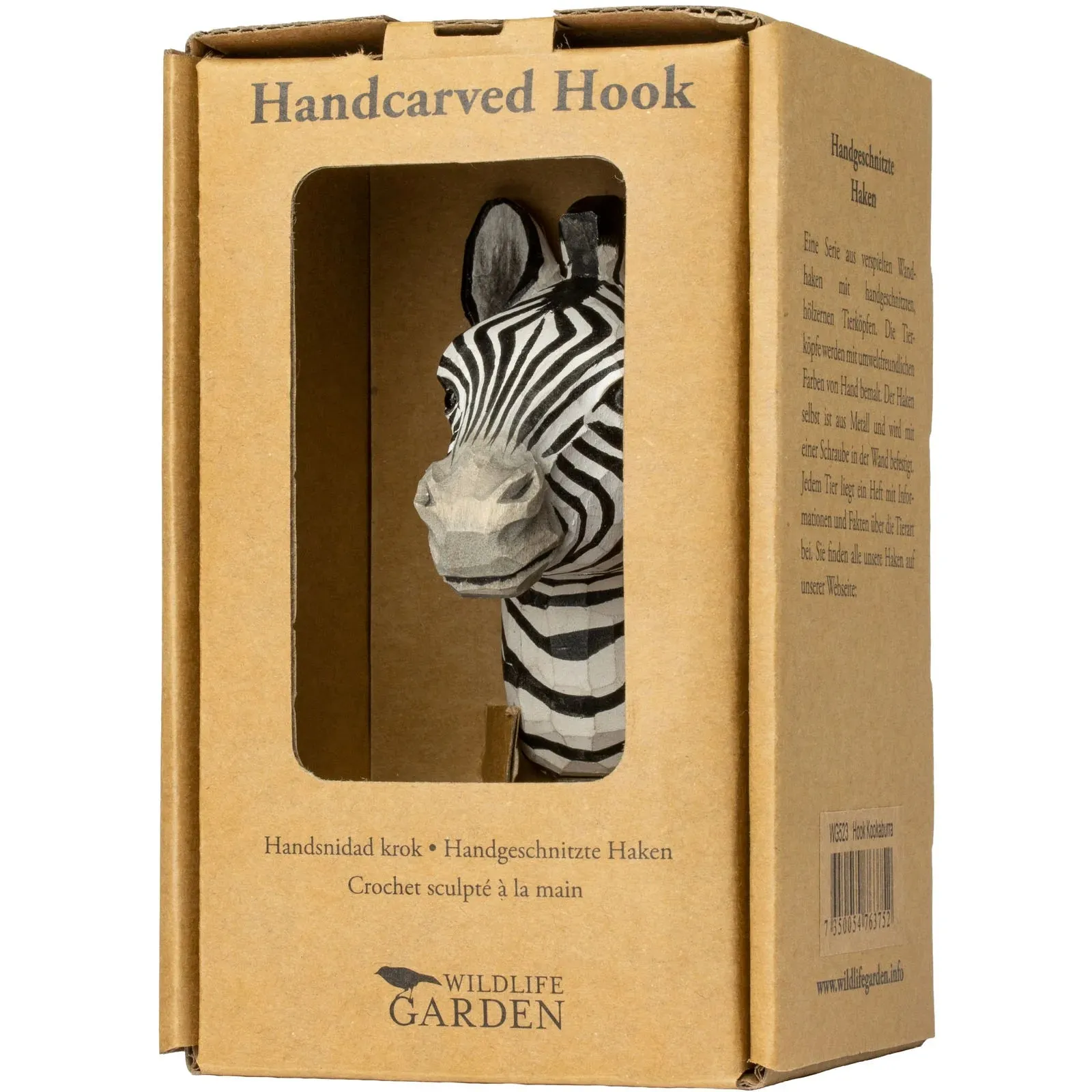 Hand Carved Zebra Hook