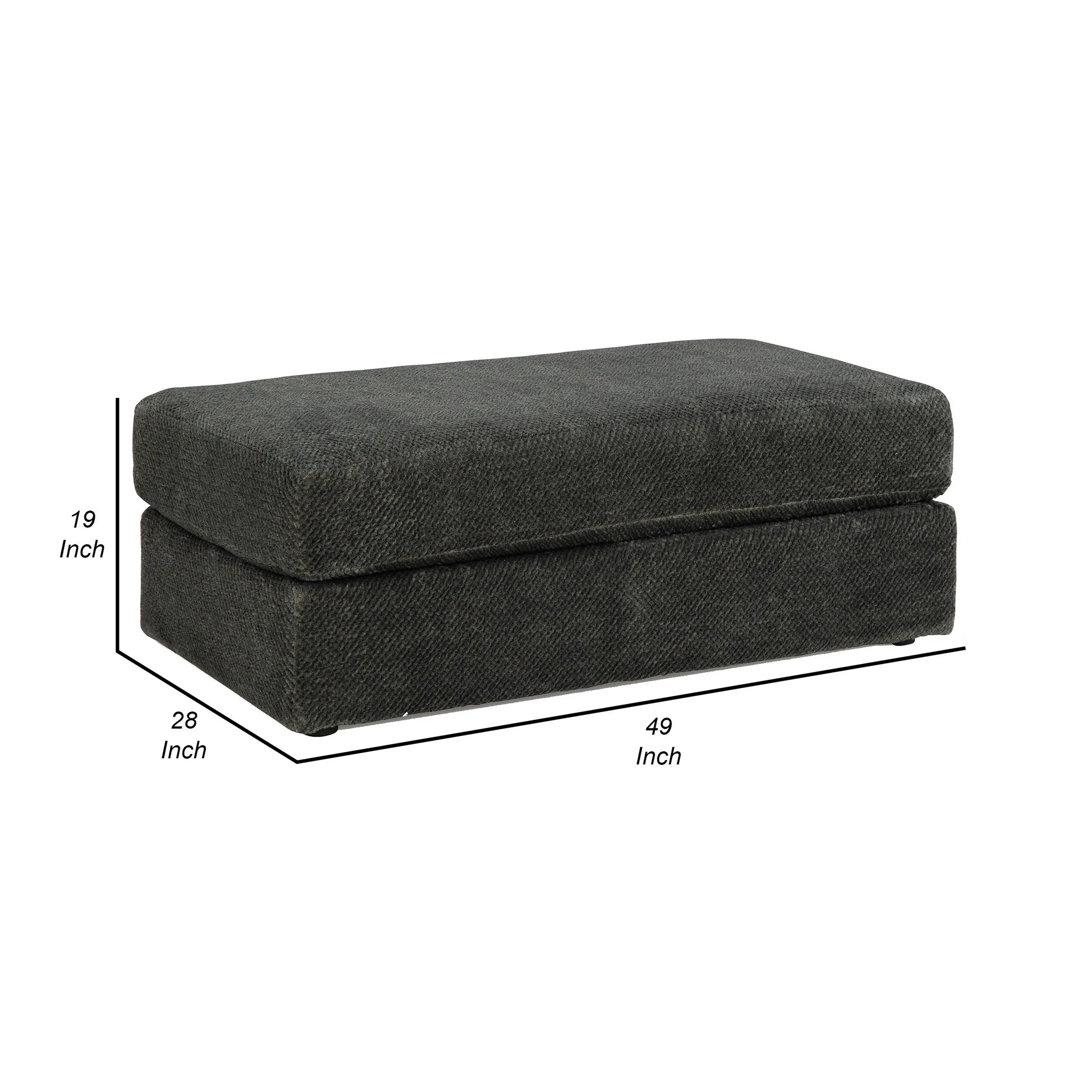 Henly 49 Inch Accent Ottoman, Oversized, Non Skid Legs, Gray Polyester By Casagear Home