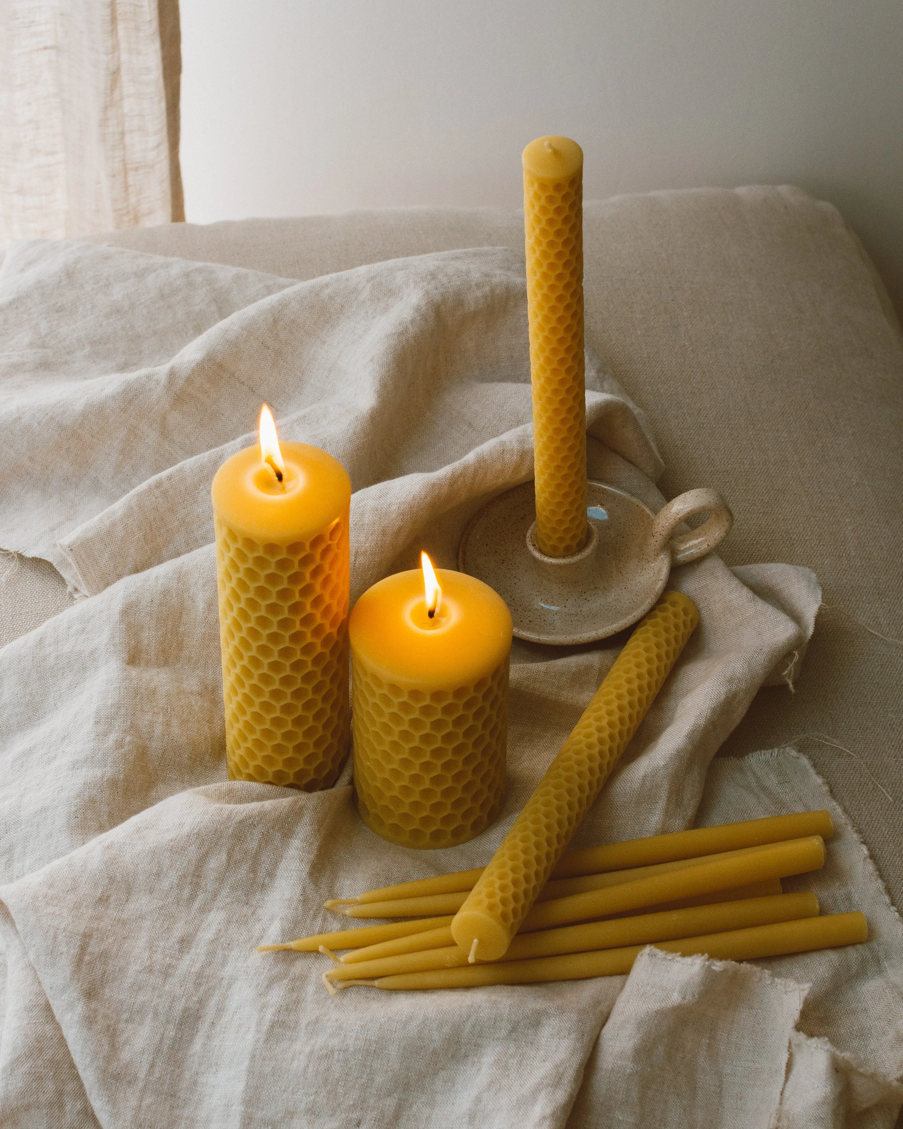 Honeycomb Beeswax Pillar Candle | Wholesale