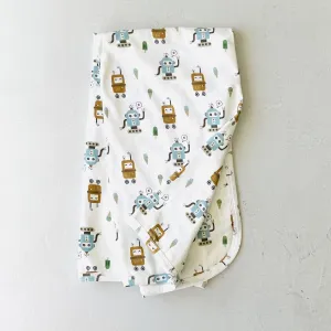 Ice Cream Robots Reversible Baby Blanket (Organic Jersey)