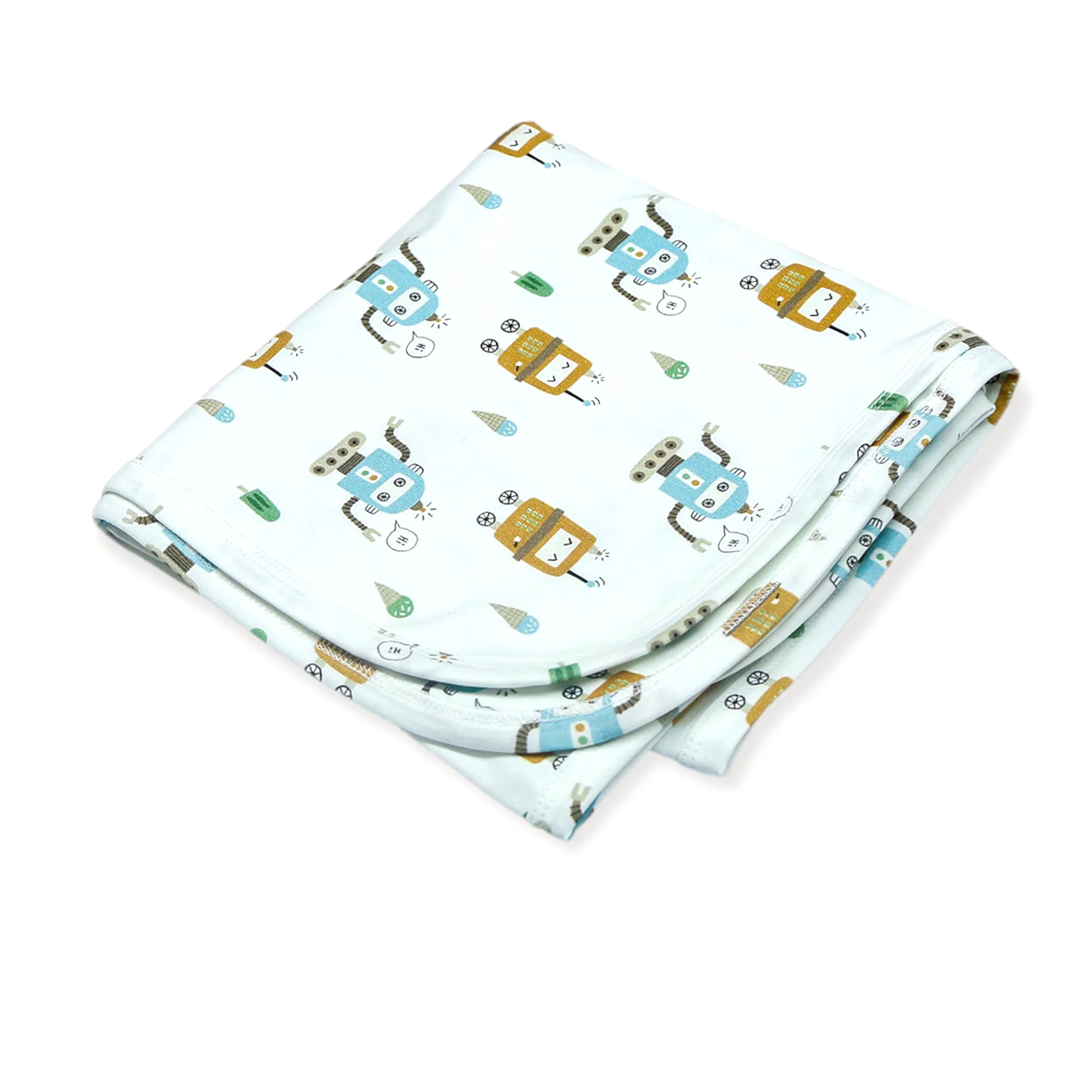 Ice Cream Robots Reversible Baby Blanket (Organic Jersey)