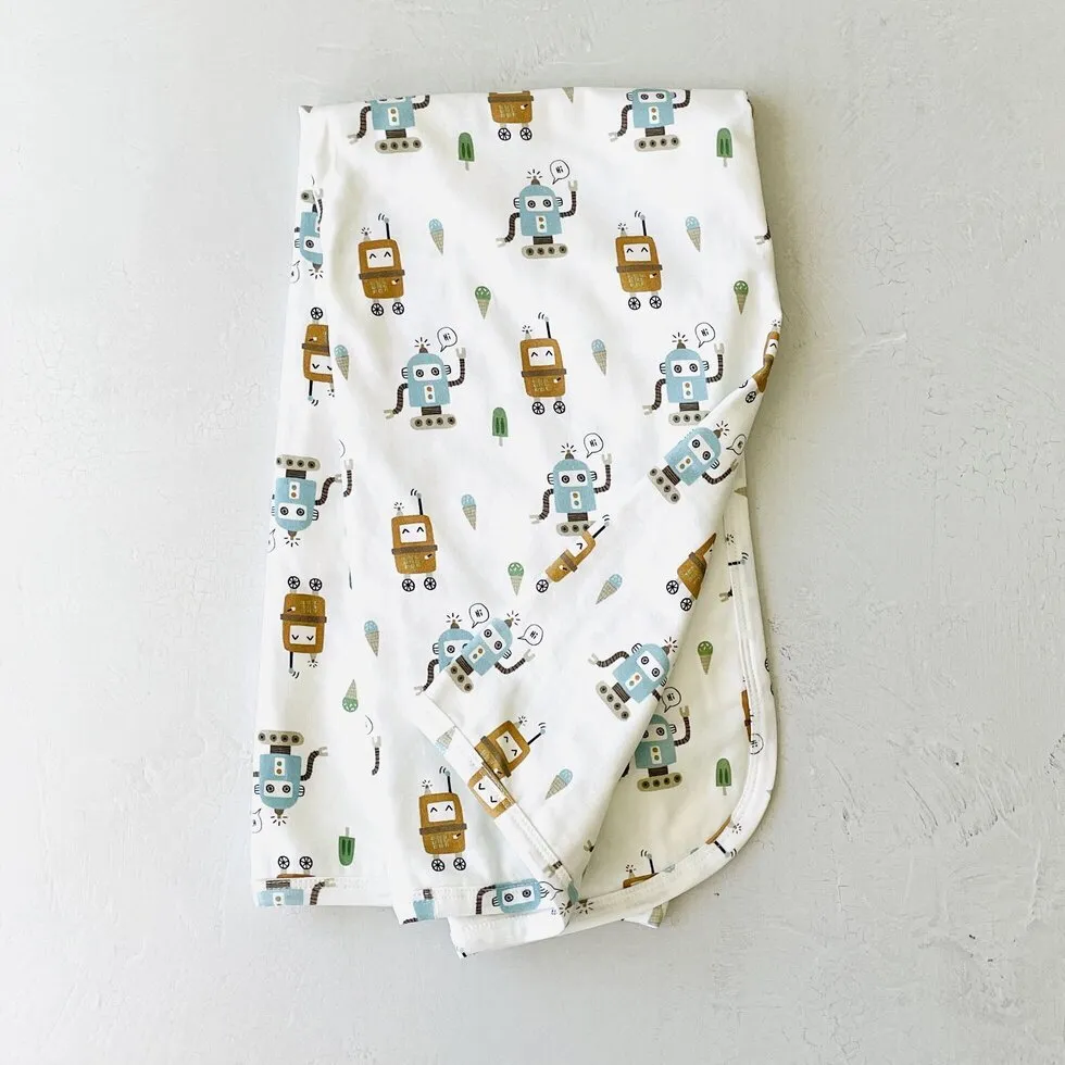 Ice Cream Robots Reversible Baby Blanket (Organic Jersey)