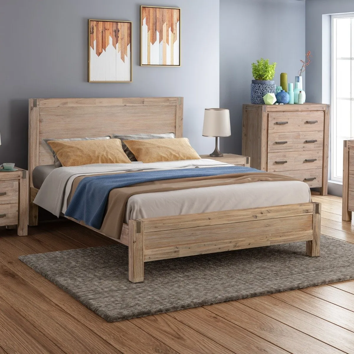 Java Wooden Double Bed Frame Oak