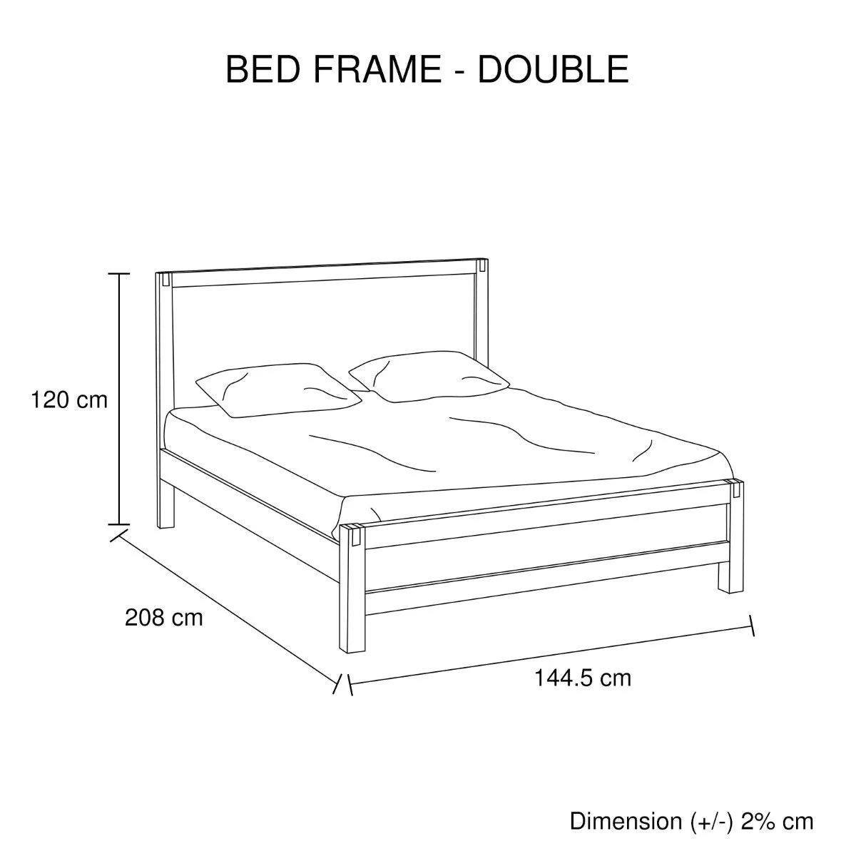 Java Wooden Double Bed Frame Oak