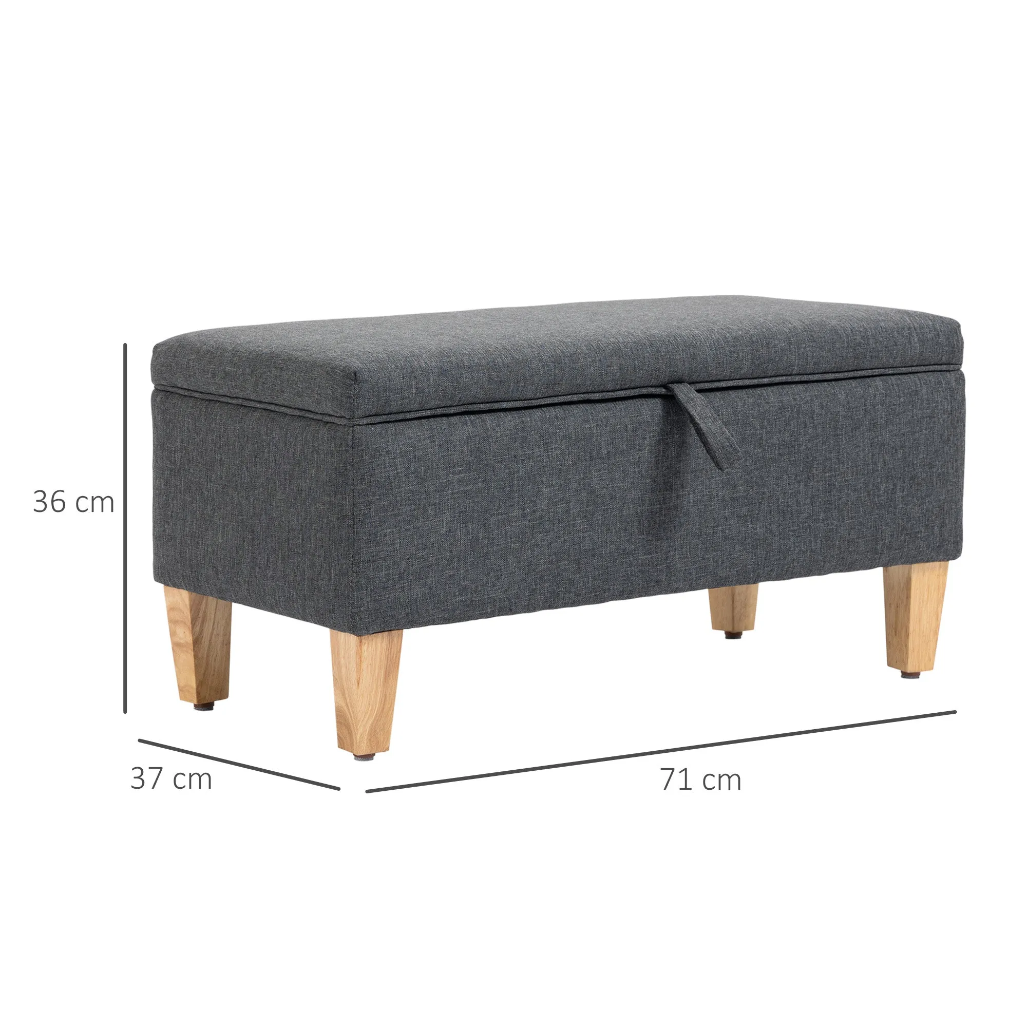 Linen-Look Storage Ottoman