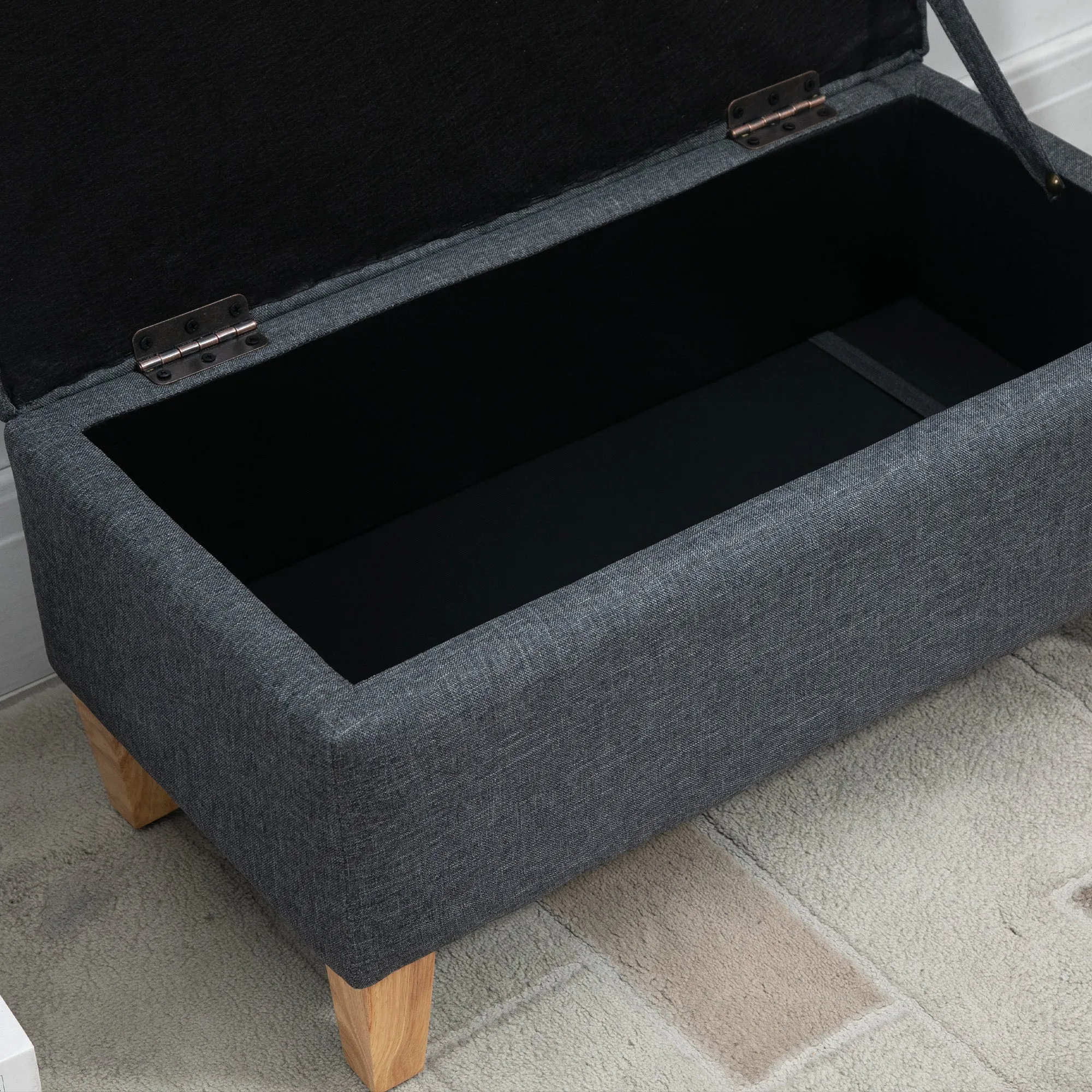 Linen-Look Storage Ottoman