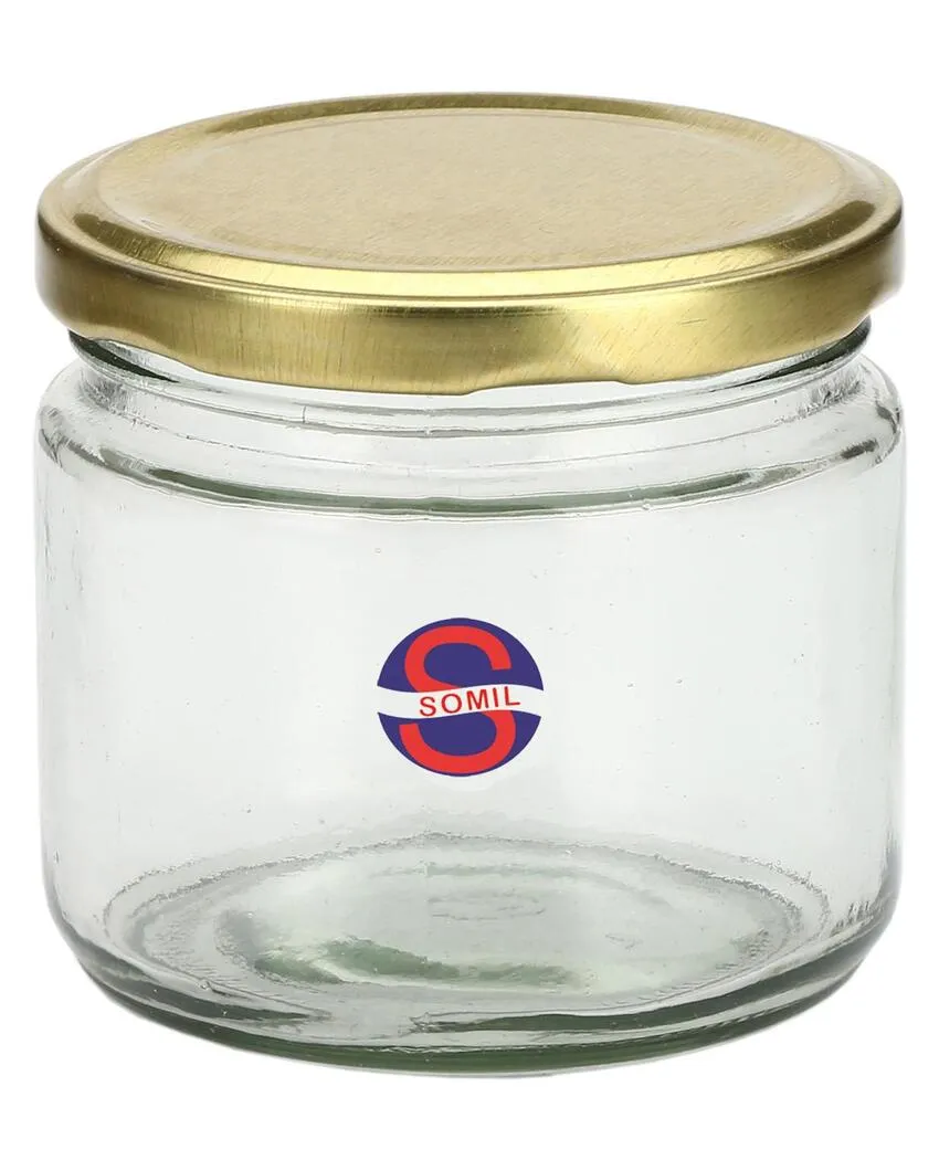 Medium Clear Glass Storage Jar with a Sleek Design for Home and Kitchen | 350 ML | 4 x 4 inches