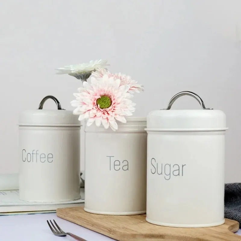 Metal Storage Jar for Tea Coffee Sugar