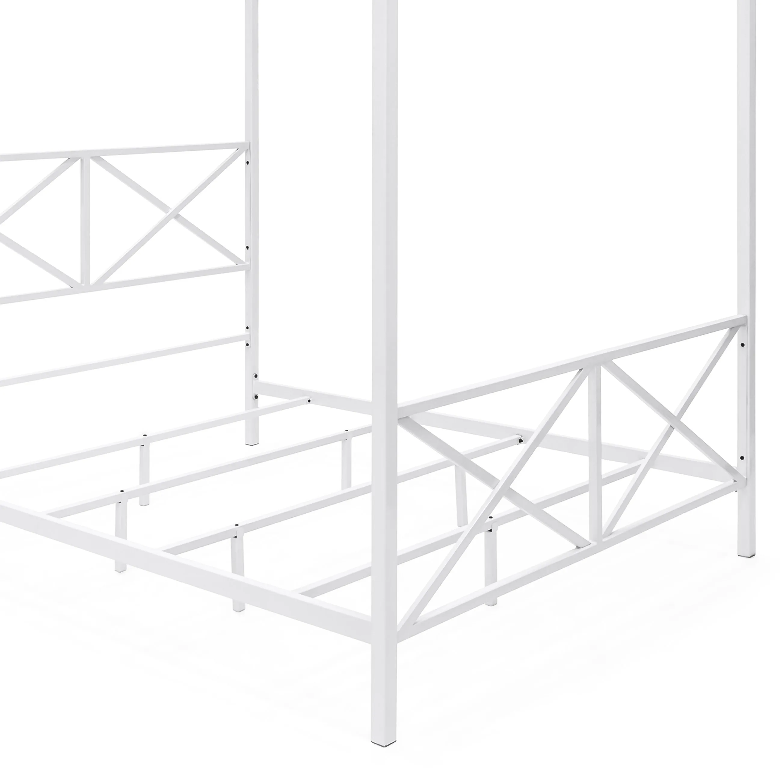 Modern Metal 4 Post Canopy Queen Bed Frame