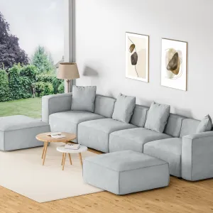 Modular 6-Seater Linen Sofa with Ottoman, Artiss