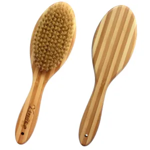 Natural Bamboo Boar Bristles Clean Grooming Pet Brush