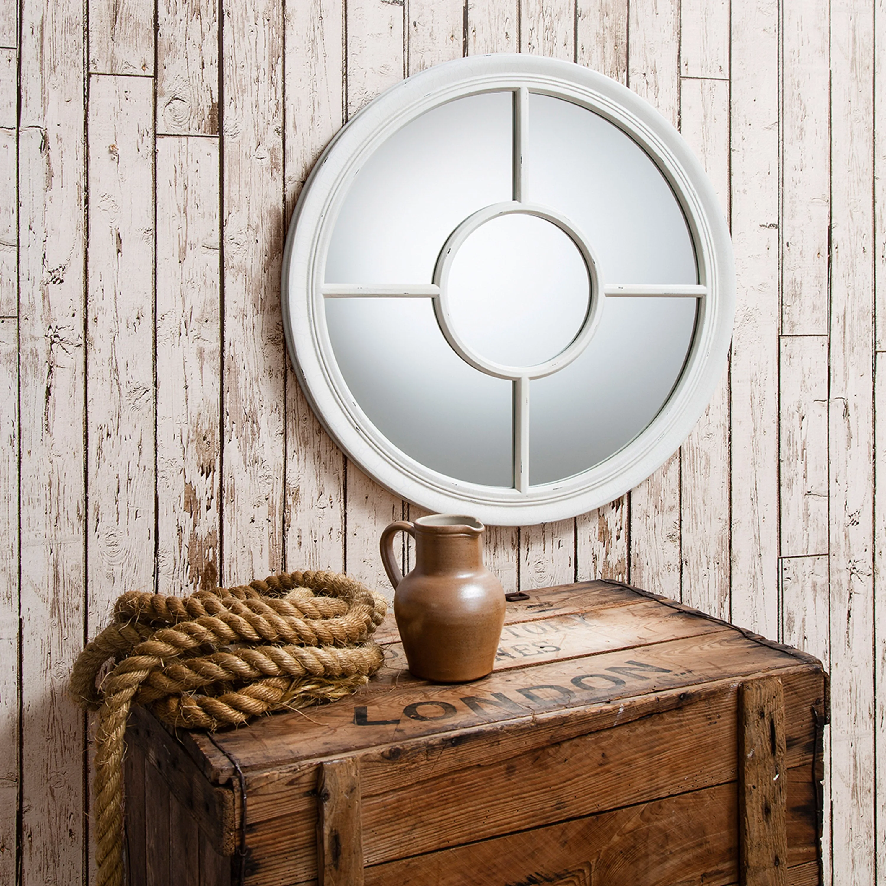 Nautical Crackle Porthole Mirror