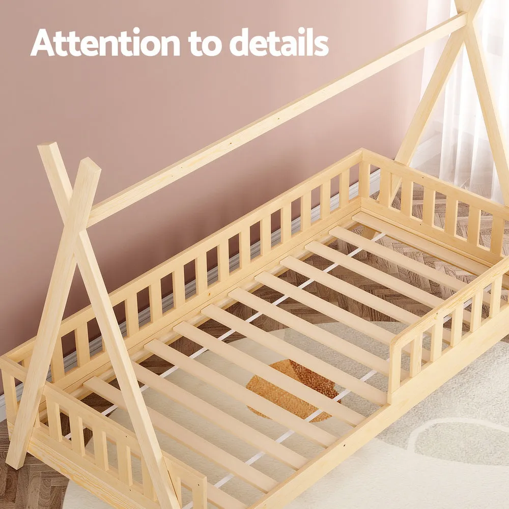 Nivena Bed Frame Wooden Kids House Frames - Oak Single