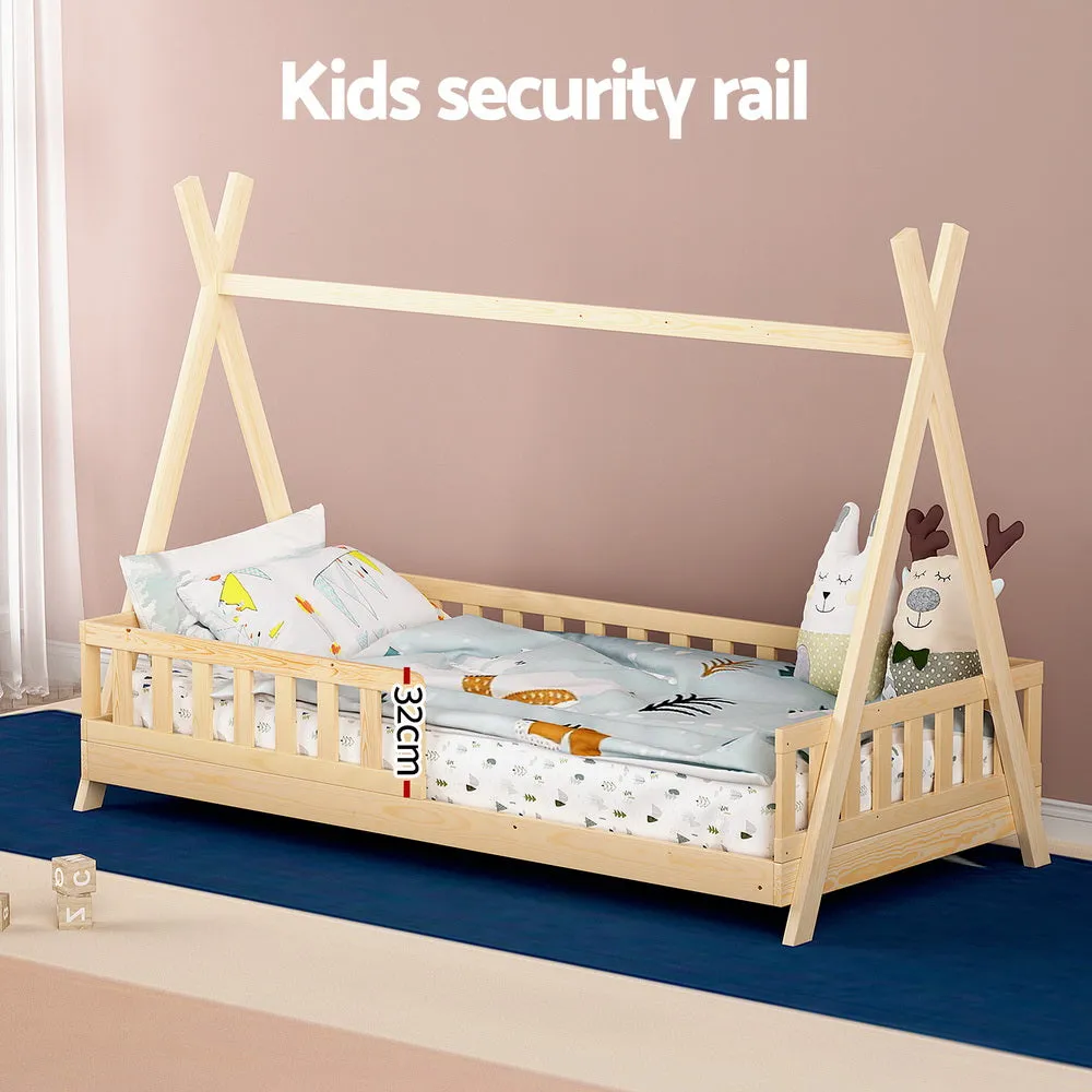 Nivena Bed Frame Wooden Kids House Frames - Oak Single