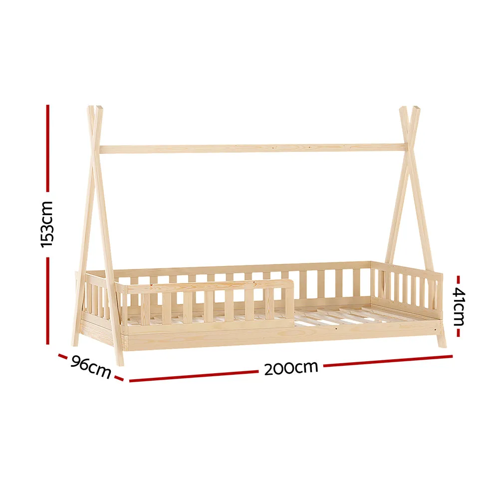 Nivena Bed Frame Wooden Kids House Frames - Oak Single