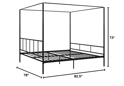 Novogratz Marion Canopy Bed Frame, Black, King