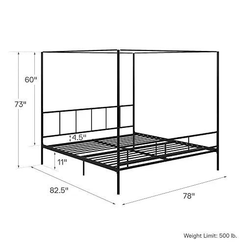 Novogratz Marion Canopy Bed Frame, Black, King