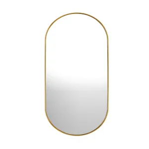 Oikiture Wall Mirrors Oval Makeup Mirror Bathroom Home Decor Gold 76x31cm