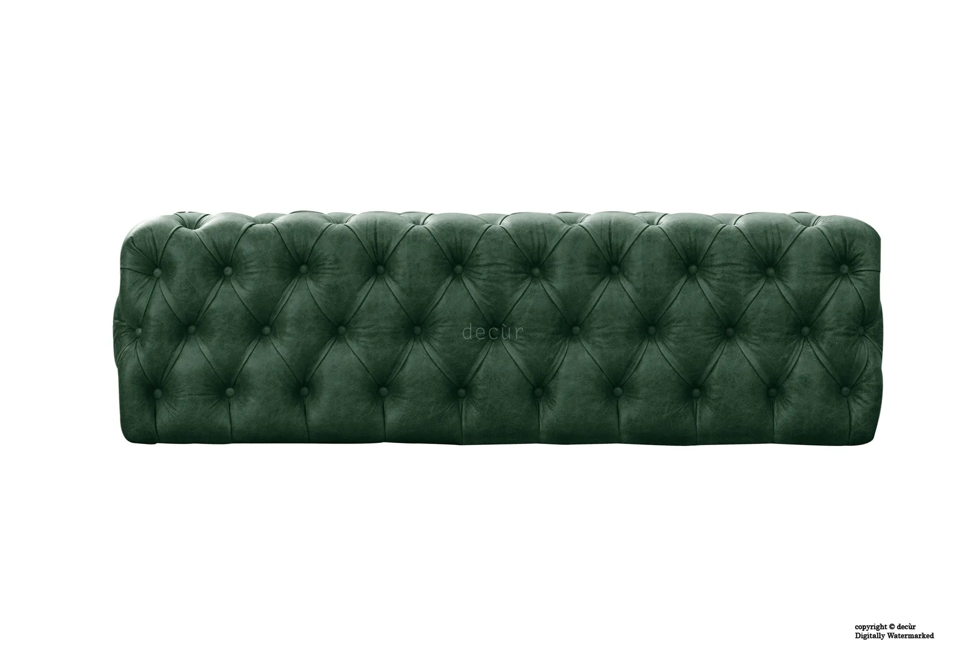 Oliver Buttoned Leather Ottoman - Absinthe Green