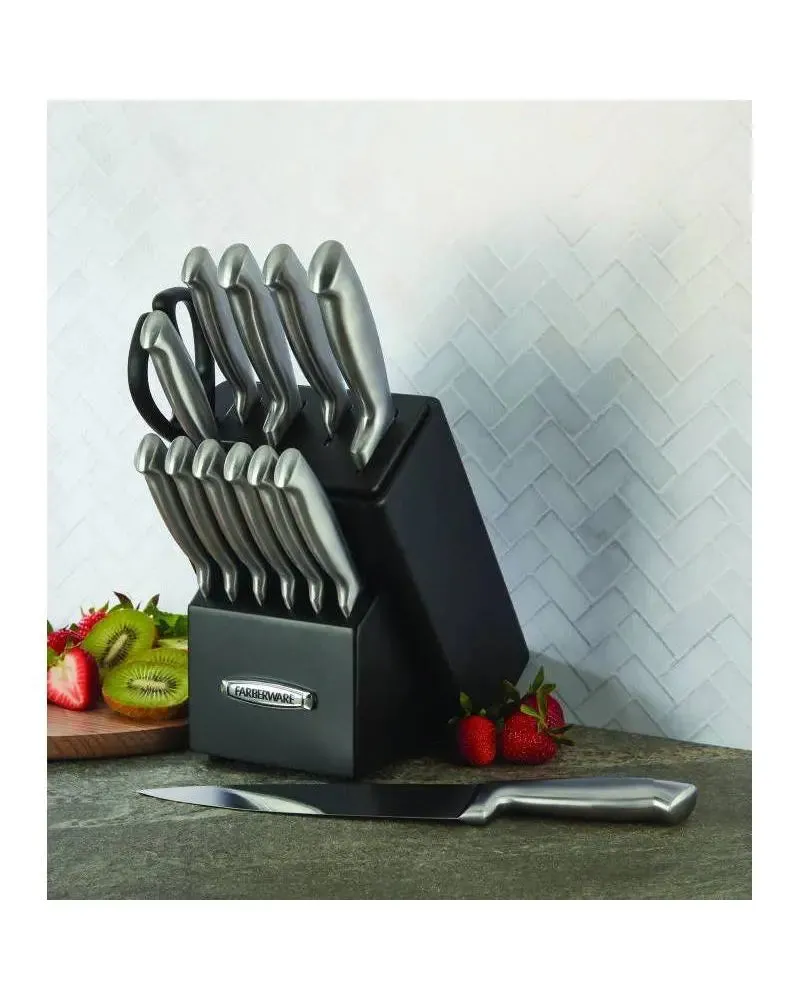 Open Box - Farberware 13 Pc Self Sharpening Hollow Handle Knife Block Set