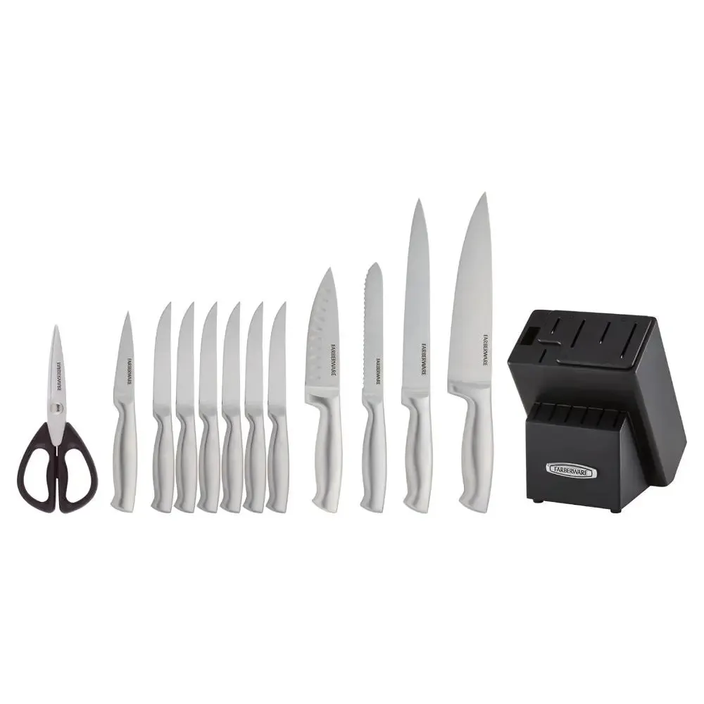 Open Box - Farberware 13 Pc Self Sharpening Hollow Handle Knife Block Set