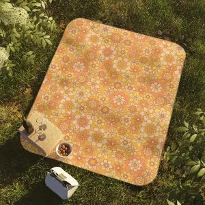 Picnic Blanket Flower Power Pattern Lawn Picnic Blanket Beach Blanket with Strap One Size One Sized Print Gifts