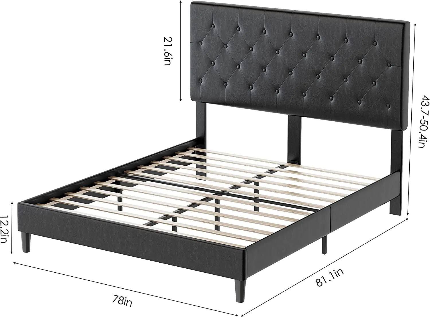 Queen Size Upholstered Platform Bed Frame with Button Tufted Headboard