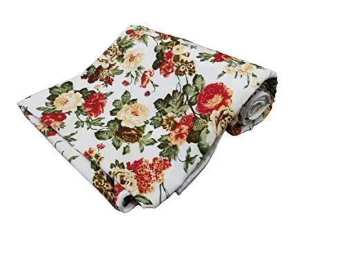 ROMAN HOME Flowers Print 40% Cotton & 60% Microfiber Single Bed Reversible AC Blanket/AC Dohar 240x210cm. (red ketera)