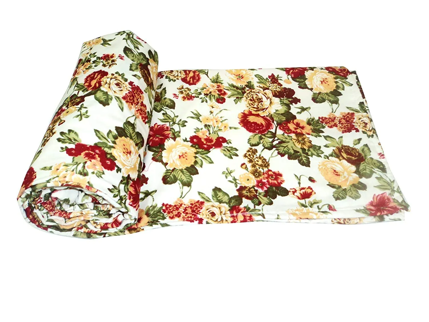 ROMAN HOME Flowers Print 40% Cotton & 60% Microfiber Single Bed Reversible AC Blanket/AC Dohar 240x210cm. (red ketera)