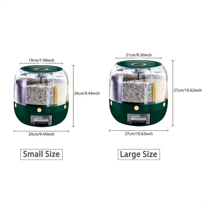 Rotating Rice Bucket Large Capacity Airtight Storage Container