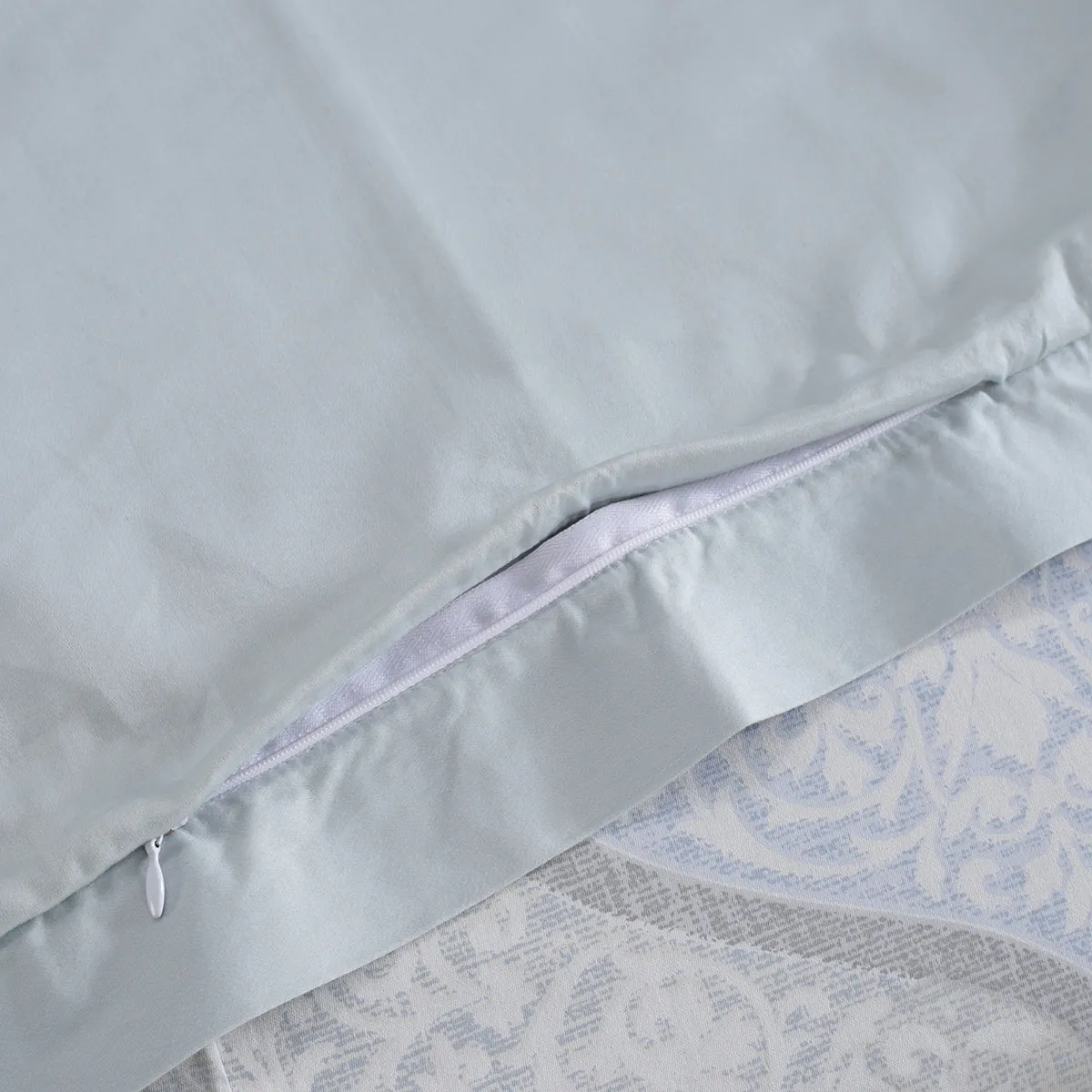 Royal Redux Royal Gage Plain &amp; Printed Reversible 100% Cotton Super Soft Aqua Duvet Cover with Pillow Case