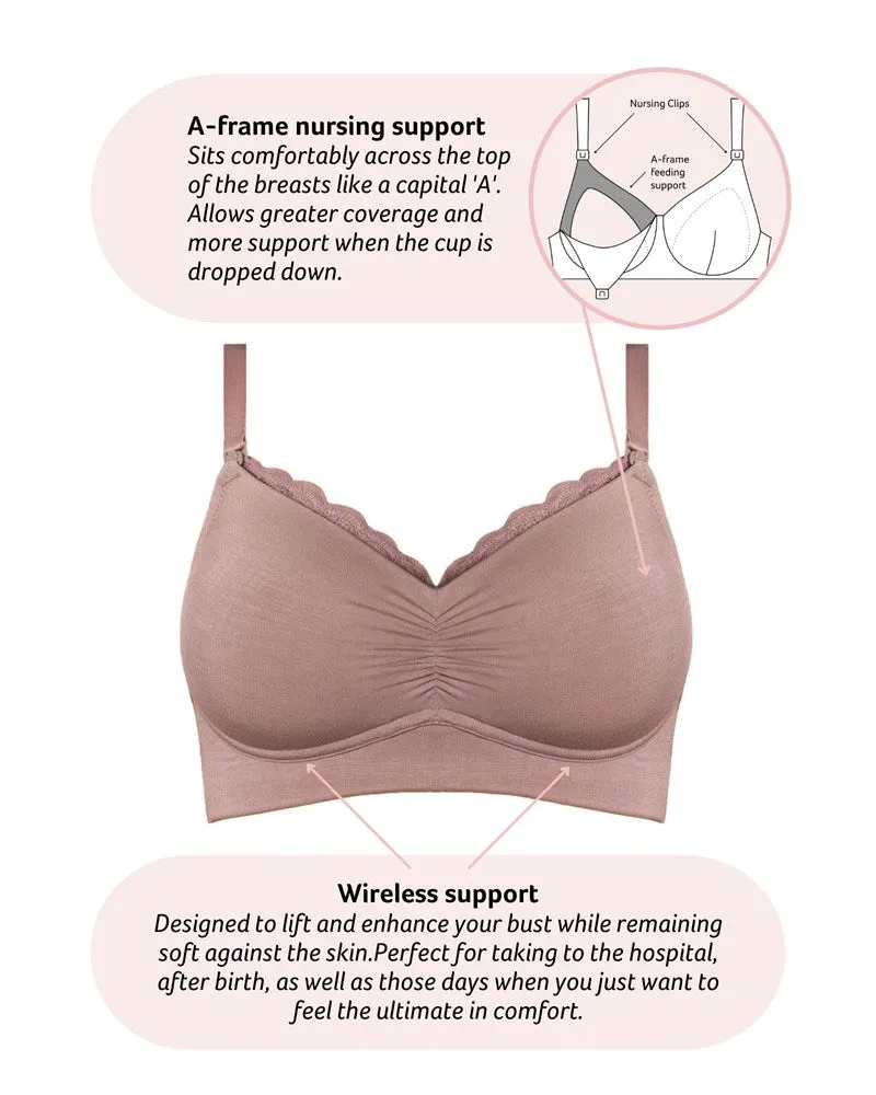 SERENITY BAMBOO MOCHA MULTIFIT NURSING BRA - WIREFREE