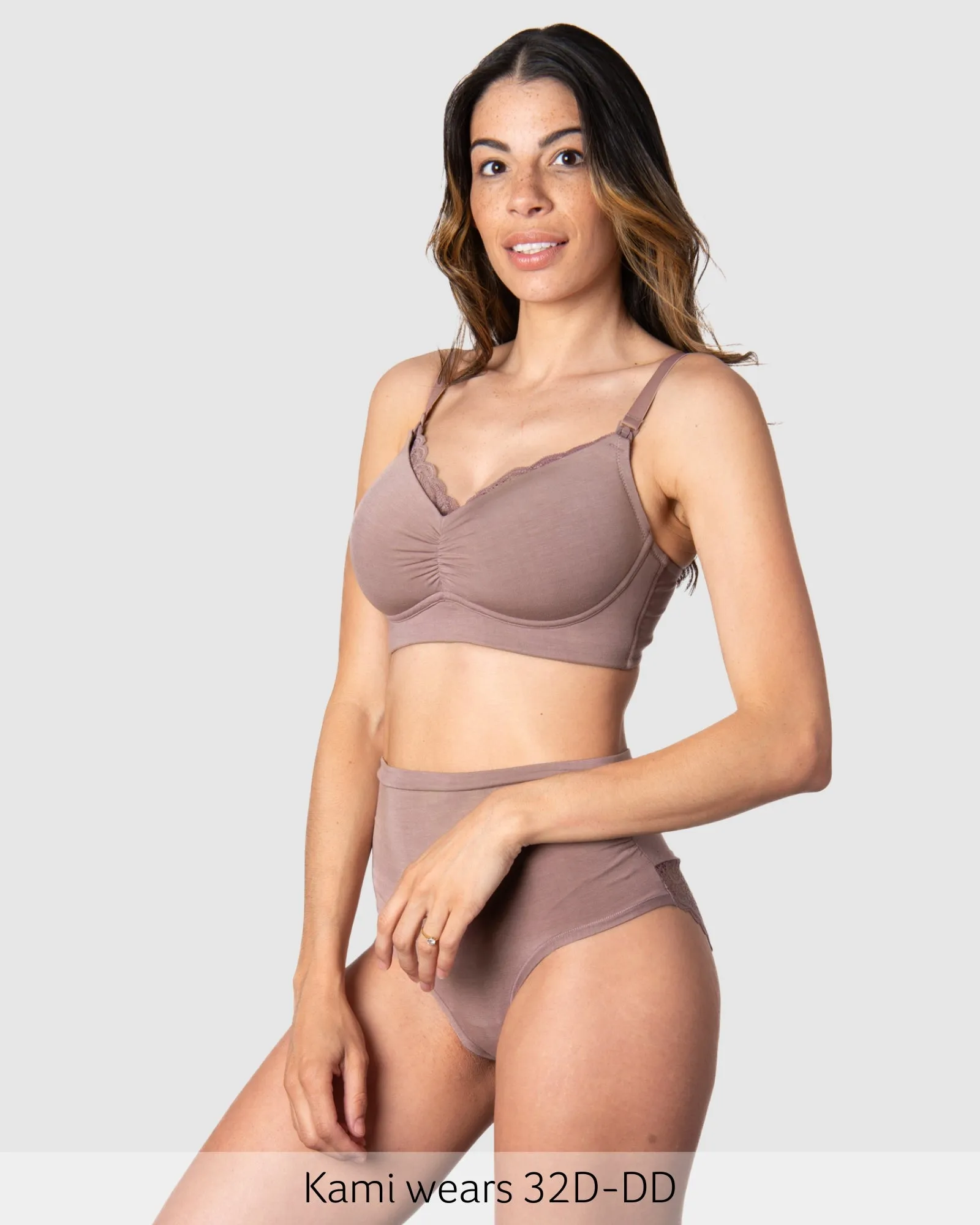 SERENITY BAMBOO MOCHA MULTIFIT NURSING BRA - WIREFREE