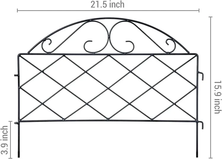 Set of 4, Scrollwork Matte Black Metal Wire Linking Trellis, Lattice Support Stakes for Climbing and Crawling Plants