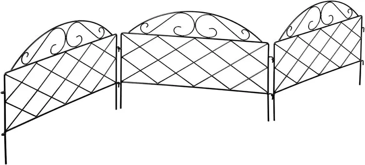 Set of 4, Scrollwork Matte Black Metal Wire Linking Trellis, Lattice Support Stakes for Climbing and Crawling Plants