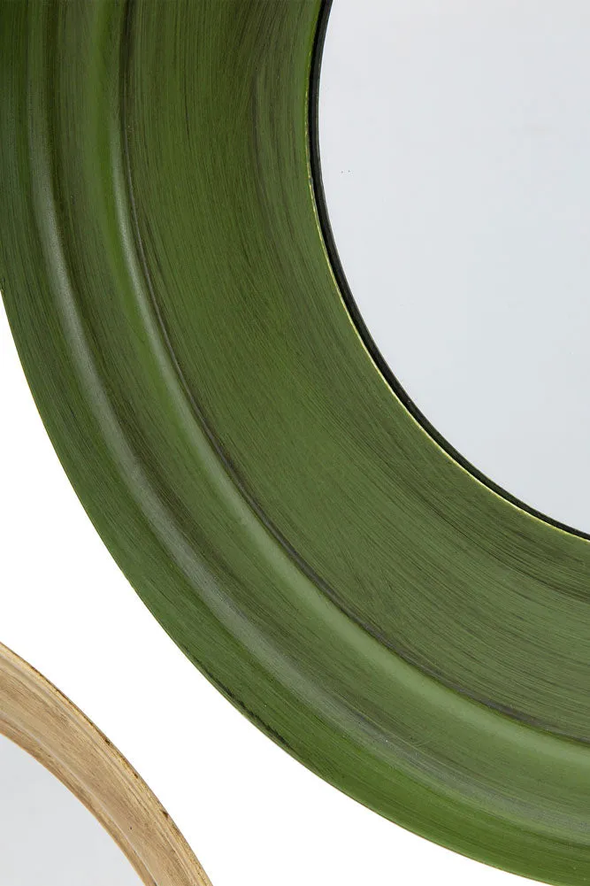 Set Of 5 Metal Frame Mirrors in Green & Natural