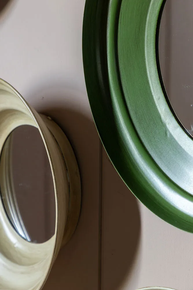 Set Of 5 Metal Frame Mirrors in Green & Natural