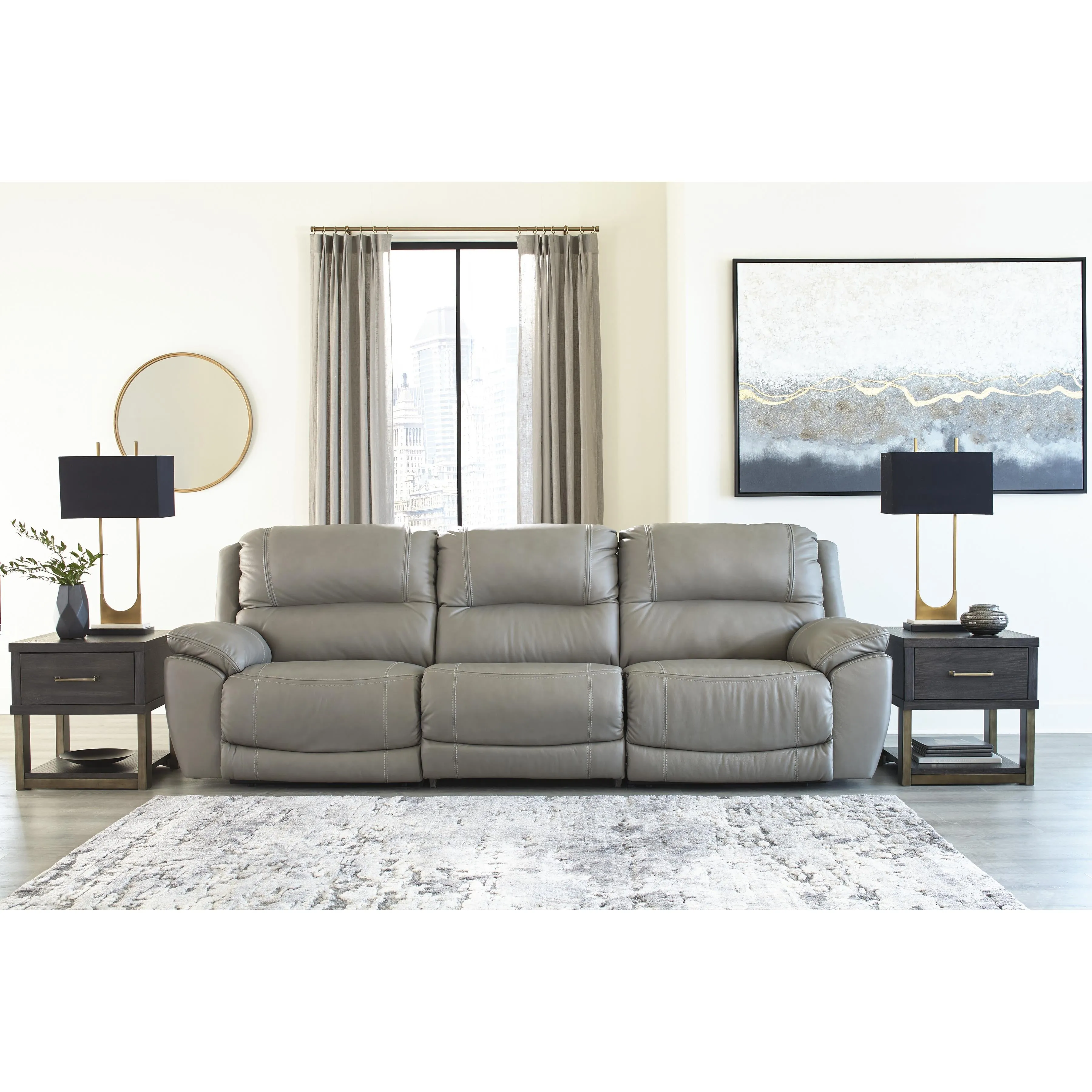 Signature Design by Ashley Dunleith Power Reclining Leather Match 3 pc Sectional U7160558/U7160546/U7160562