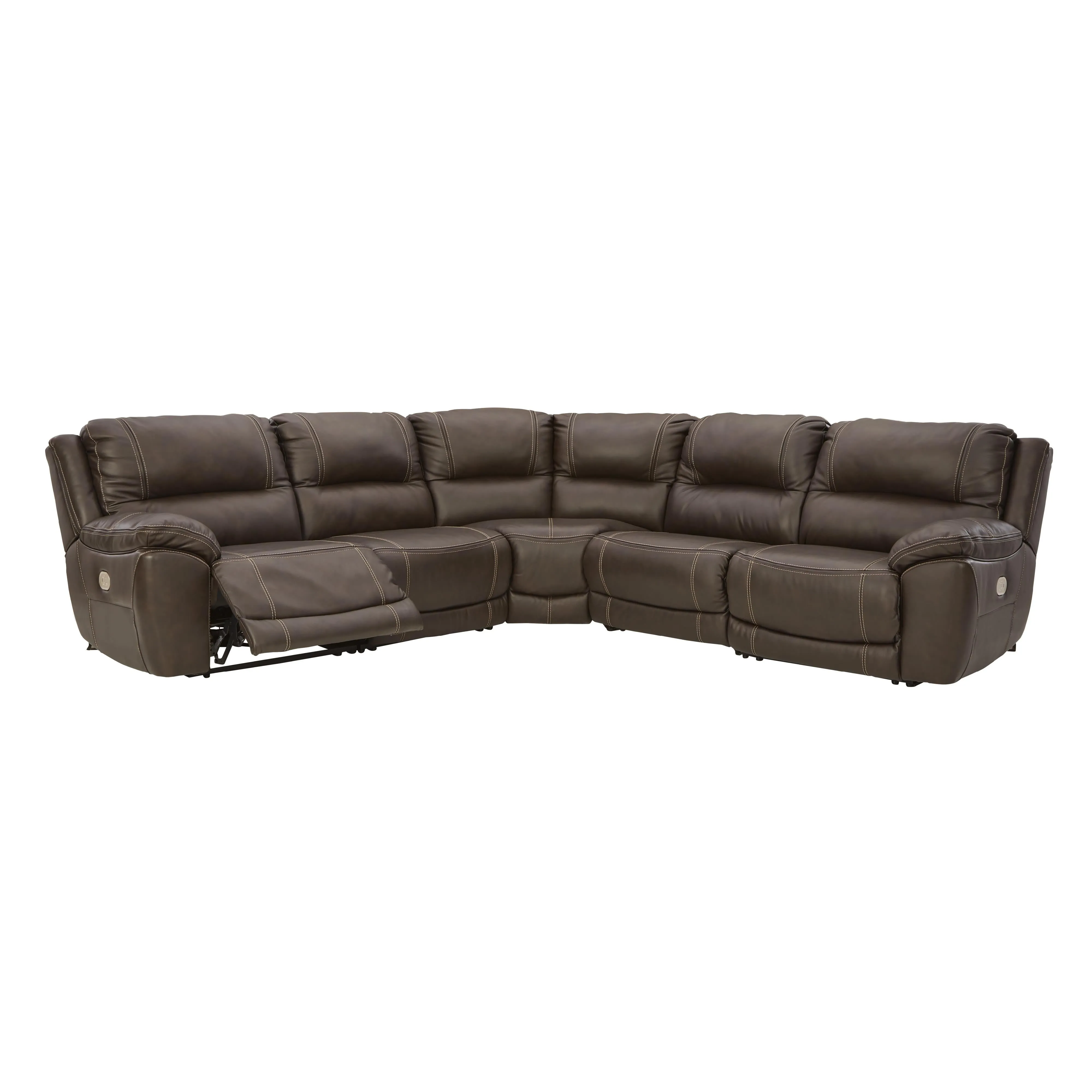 Signature Design by Ashley Dunleith Power Reclining Leather Match 5 pc Sectional U7160458/U7160446/U7160477/U7160446/U7160462