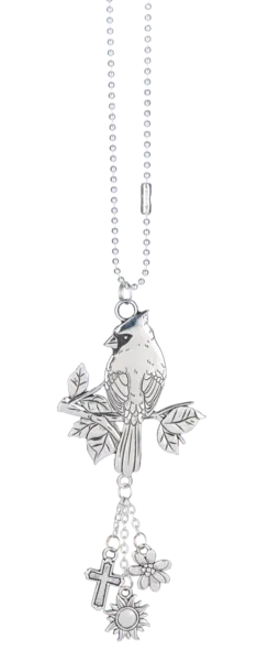 Silver Car Charm - Cardinal